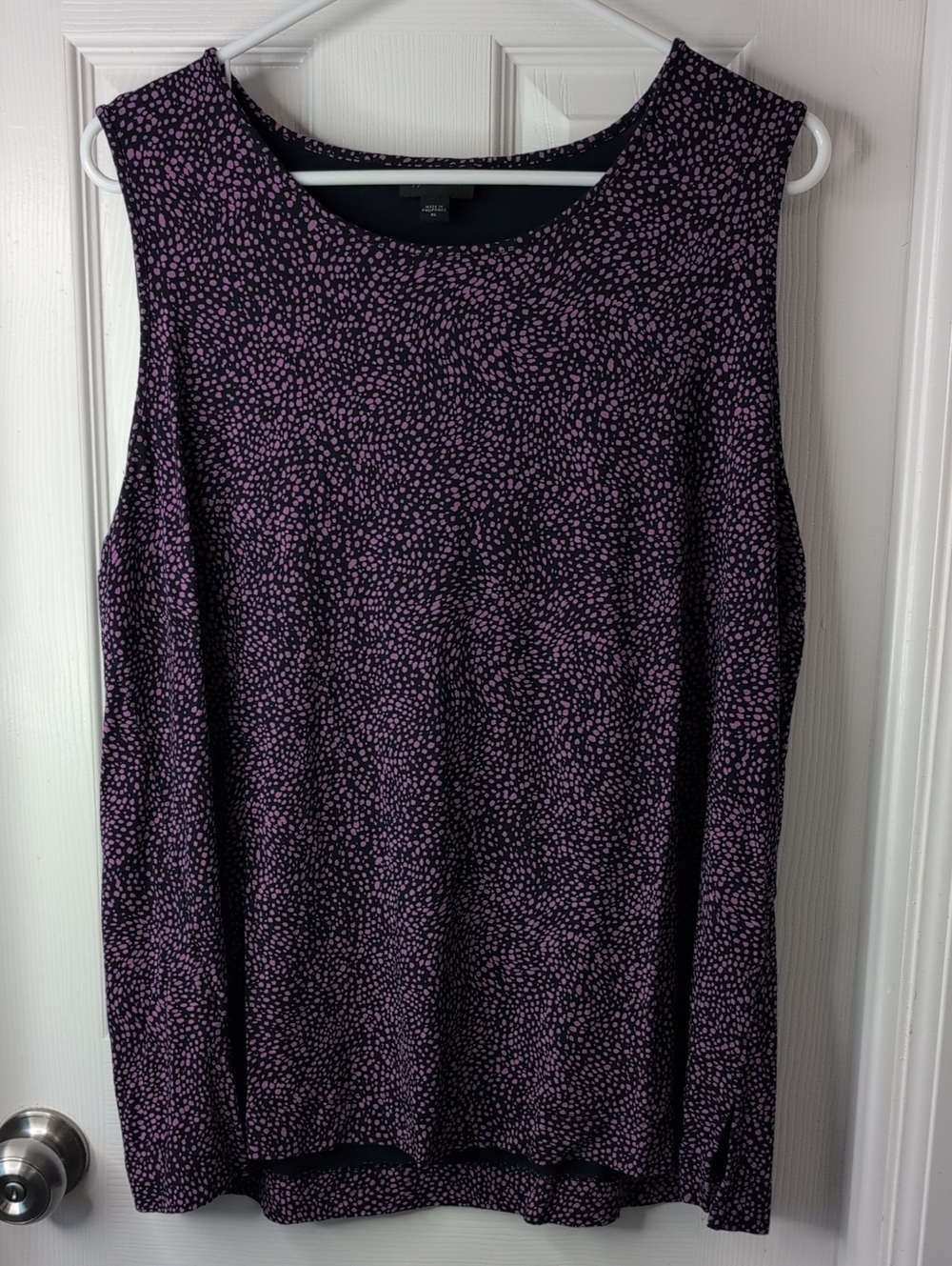J. Jill Wearever Collection Navy Tank Top with Purple Pink Dot Print Size XL